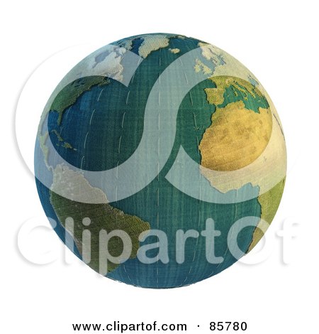 Royalty-Free (RF) Clipart Illustration of a 3d Sewn Fabric Globe With Loose Seams by Mopic