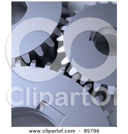 Royalty-Free (RF) Clipart Illustration of a Background Of Three 3d Metal Gears by Mopic