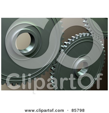 Royalty-Free (RF) Clipart Illustration of 3d Industrial Gears Over Brown  by Mopic