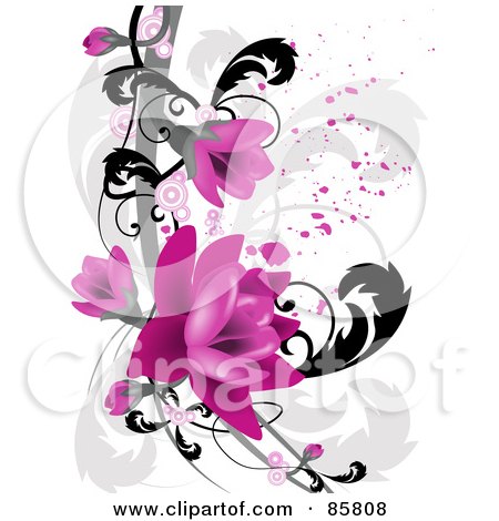Royalty-Free (RF) Clipart Illustration of a Pink Floral Grunge Design by BNP Design Studio