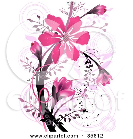 Royalty-Free (RF) Clipart Illustration of a Pink Flower Grunge Design by BNP Design Studio