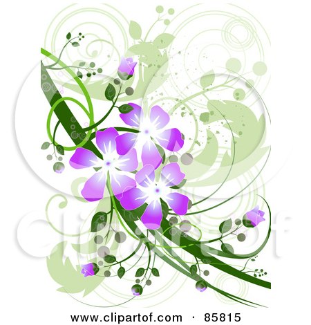 Royalty-Free (RF) Clipart Illustration of a Purple Floral Grunge Design by BNP Design Studio