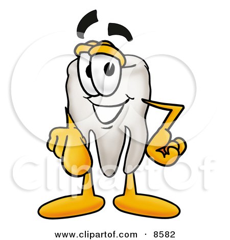 Clipart Picture of a Tooth Mascot Cartoon Character Pointing at the Viewer by Mascot Junction