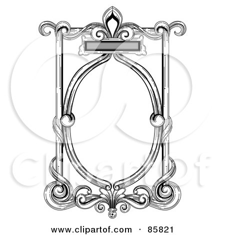 Royalty-Free (RF) Clipart Illustration of a Vintage Black And White Victorian Text Box - Version 10 by BNP Design Studio