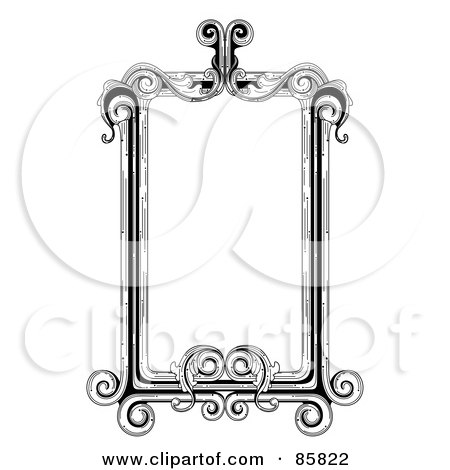 Royalty-Free (RF) Clipart Illustration of a Vintage Black And White Victorian Text Box - Version 13 by BNP Design Studio