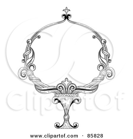 Royalty-Free (RF) Clipart Illustration of a Vintage Black And White Victorian Text Box - Version 8 by BNP Design Studio