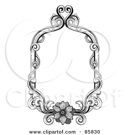 Royalty-Free (RF) Clipart Illustration of a Vintage Black And White Victorian Text Box - Version 11 by BNP Design Studio