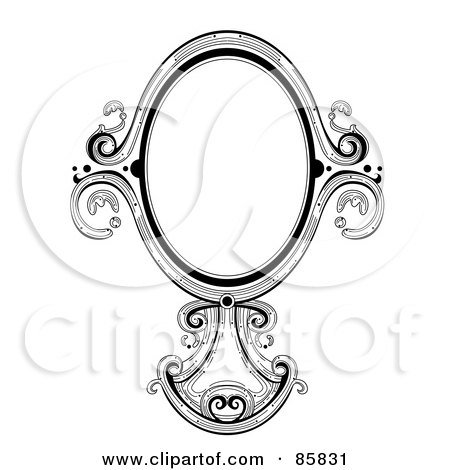 Royalty-Free (RF) Clipart Illustration of a Vintage Black And White Victorian Text Box - Version 14 by BNP Design Studio
