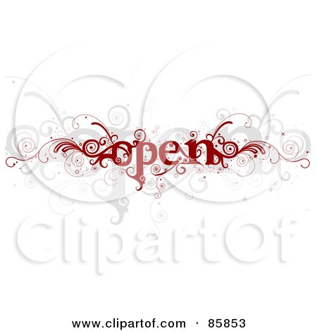 Royalty-Free (RF) Clipart Illustration of a Red And Gray Curly Open Vine by BNP Design Studio