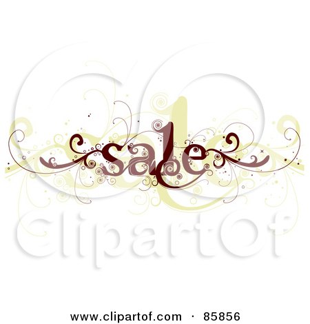 Royalty-Free (RF) Clipart Illustration of a Brown And Beige Curly Sale Vine by BNP Design Studio