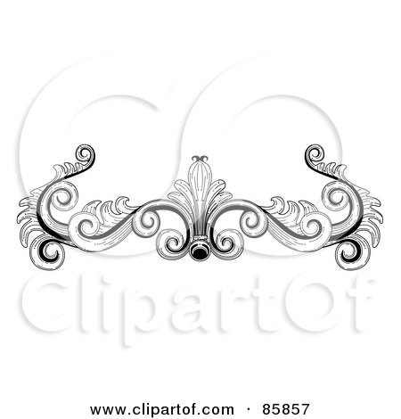 Royalty-Free (RF) Clipart Illustration of a Vintage Black And White Victorian Flourish Header by BNP Design Studio
