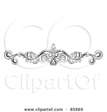 Royalty-Free (RF) Clipart Illustration of a Vintage Black And White Victorian Flourish Divider by BNP Design Studio