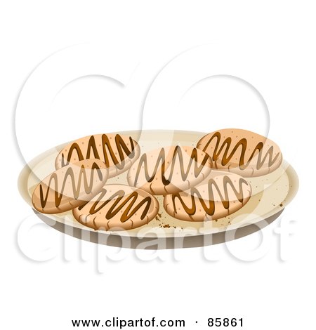 Royalty-Free (RF) Clipart Illustration of Fresh Sugar Cookies With Chocolate On A Plate by BNP Design Studio