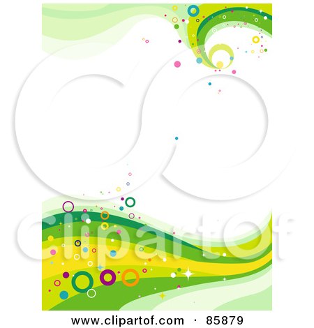 Royalty-Free (RF) Clipart Illustration of a Funky Green Wave With Colorful Circles by BNP Design Studio