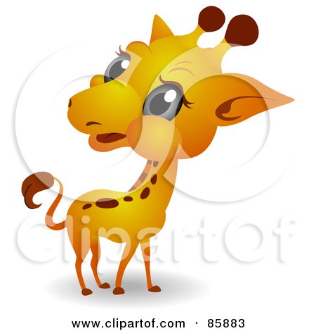 Royalty-Free (RF) Clipart Illustration of an Adorable Big Head Baby Giraffe by BNP Design Studio