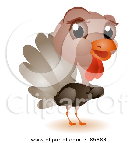 Royalty-Free (RF) Clipart Illustration of an Adorable Big Head Baby Turkey by BNP Design Studio
