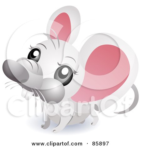 Royalty-Free (RF) Clipart Illustration of an Adorable Big Head Baby White Mouse by BNP Design Studio