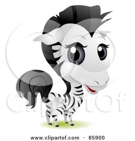 Royalty-Free (RF) Clipart Illustration of an Adorable Big Head Baby Zebra by BNP Design Studio
