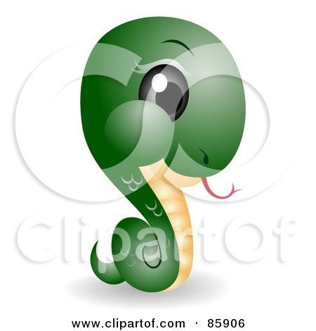 Royalty-Free (RF) Clipart Illustration of an Adorable Big Head Baby Snake by BNP Design Studio