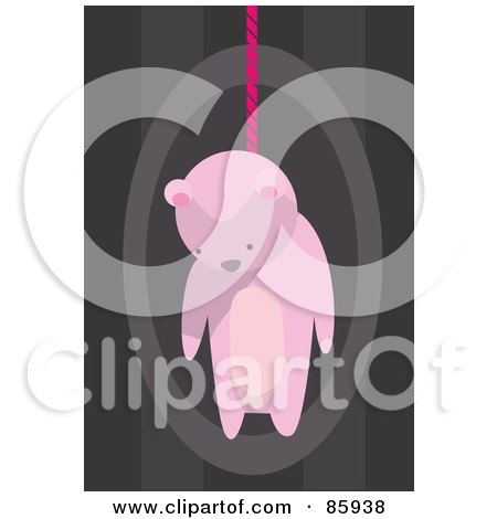 Royalty-Free (RF) Clipart Illustration of a Hanging Pink Teddy Bear With A Rope by mayawizard101