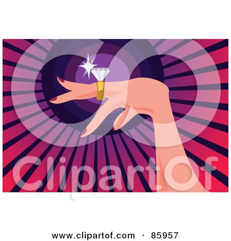 Royalty-Free (RF) Clipart Illustration of a Lady's Hand Showing Off A Diamond Ring by mayawizard101