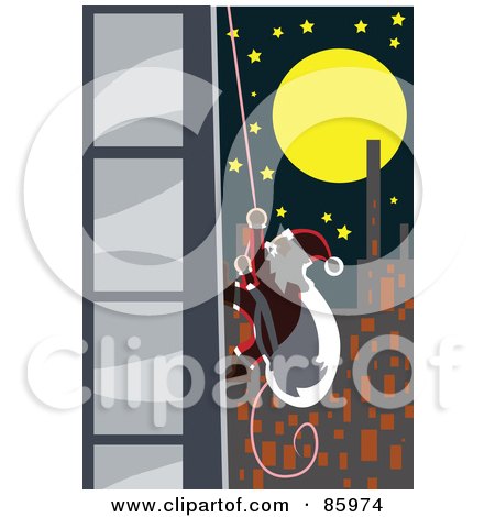 Royalty-Free (RF) Clipart Illustration of Santa Climbing A Skyscraper by mayawizard101