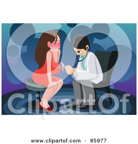 Royalty-Free (RF) Clipart Illustration of a Male Doctor Assisting A Sick Woman by mayawizard101