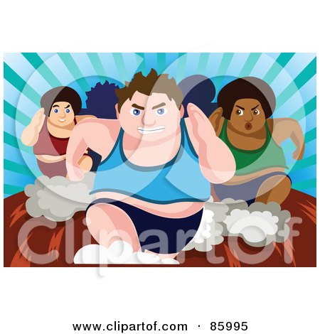 Royalty-Free (RF) Clipart Illustration of Fat Men Running A Race by mayawizard101
