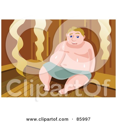 Royalty-Free (RF) Clipart Illustration of a Fat Man Sweating In A Steam Room  by mayawizard101 #85997