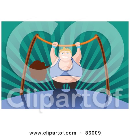 Royalty-Free (RF) Clipart Illustration of a Fat Man Holding Onto a Bar by mayawizard101