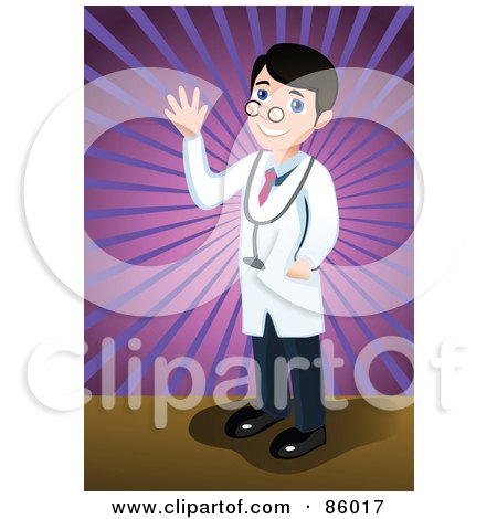 Royalty-Free (RF) Clipart Illustration of a Male Doctor Standing And Waving by mayawizard101