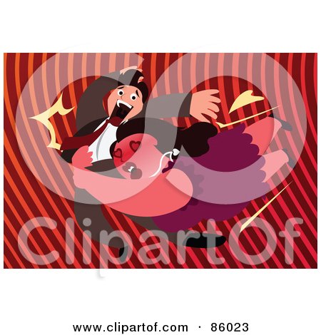 Royalty-Free (RF) Clipart Illustration of an Infatuated Fat Woman Attacking A Screaming Man by mayawizard101