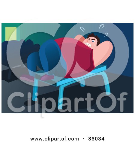 Royalty-Free (RF) Clipart Illustration of a Fat Man Doing Situps on a Bench by mayawizard101