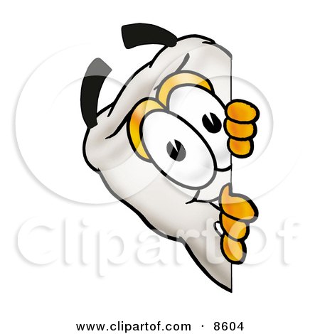 Clipart Picture of a Tooth Mascot Cartoon Character Peeking Around a Corner by Mascot Junction