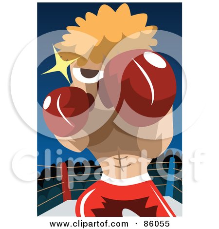 Royalty-Free (RF) Clipart Illustration of a Blond Boxer Punching For A Knock Out by mayawizard101