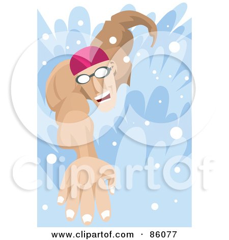 Royalty-Free (RF) Clipart Illustration of a Male Swimmer Swimming Forward by mayawizard101