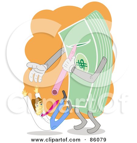 Royalty-Free (RF) Clipart Illustration of Cash Sucking A Man Up Through A Straw by mayawizard101