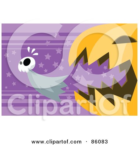 Royalty-Free (RF) Clipart Illustration of a Pumpkin Trying To Eat A Ghost by mayawizard101