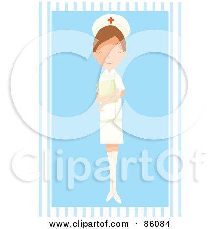Royalty-Free (RF) Clipart Illustration of a Friendly Nurse In A White Uniform, Holding A Folder by mayawizard101