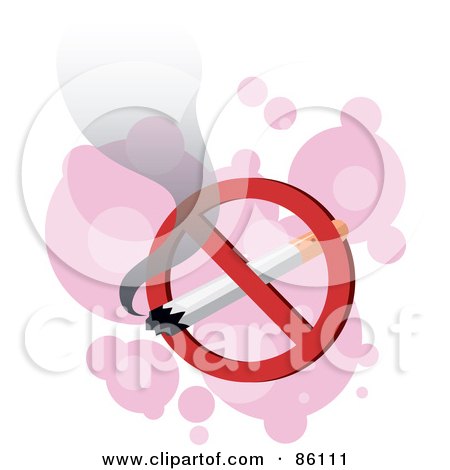 Royalty-Free (RF) Clipart Illustration of a Smoking Cigarette Through A Prohibition Sign by mayawizard101