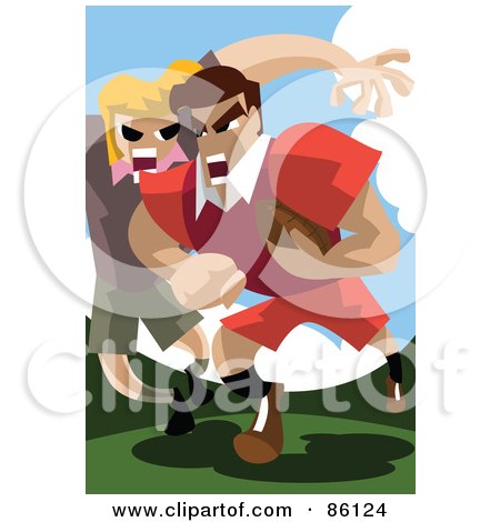 Royalty-Free (RF) Clipart Illustration of  Two Rugby Players Playing A Game by mayawizard101