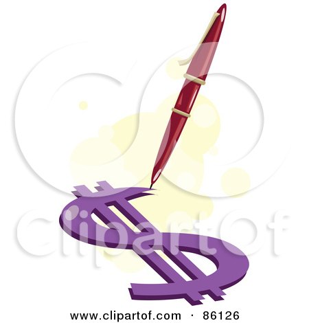 Royalty-Free (RF) Clipart Illustration of a Pen Drawing A Purple Dollar Symbol by mayawizard101