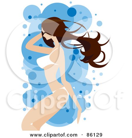 Royalty-Free (RF) Clipart Illustration of a Sexy Brunette Lady In A White Bikini by mayawizard101