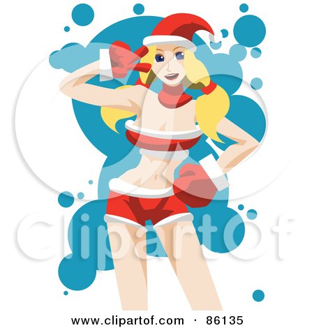 Royalty-Free (RF) Clipart Illustration of a Hot Christmas Blond Pinup Woman by mayawizard101
