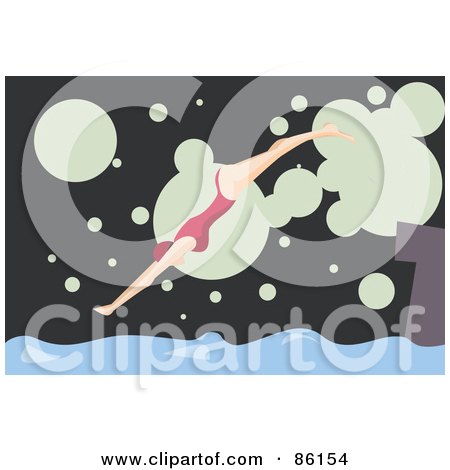 Royalty-Free (RF) Clipart Illustration of a Female Swimmer Diving Into A Pool by mayawizard101