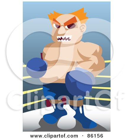 Royalty-Free (RF) Clipart Illustration of a Tough Chubby Male Boxer In The Corner Of A Ring by mayawizard101