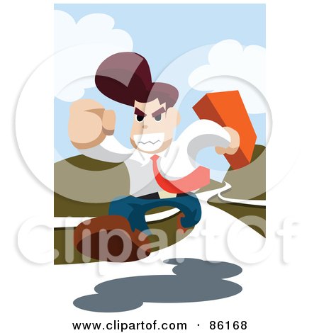 Royalty-Free (RF) Clipart Illustration of a Determined Businessman Running On A White Path by mayawizard101