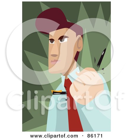 Royalty-Free (RF) Clipart Illustration of an Angry Brunette Businessman Breaking A Pen In His Hand by mayawizard101