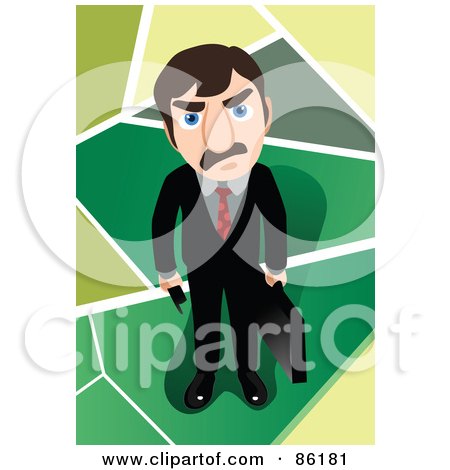 Royalty-Free (RF) Clipart Illustration of a Mad Businessman Holding A Briefcase And Looking Up by mayawizard101