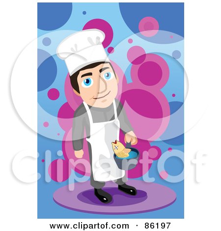 Royalty-Free (RF) Clipart Illustration of a Chef Cooking Fish In A Pot by mayawizard101
